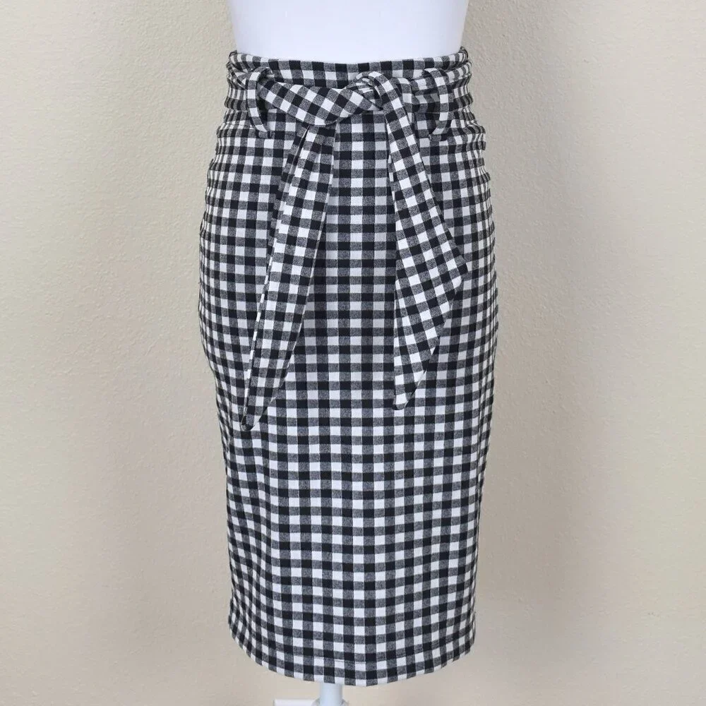 Anthropologie Maeve Gingham Plaid Pencil Skirt - XS